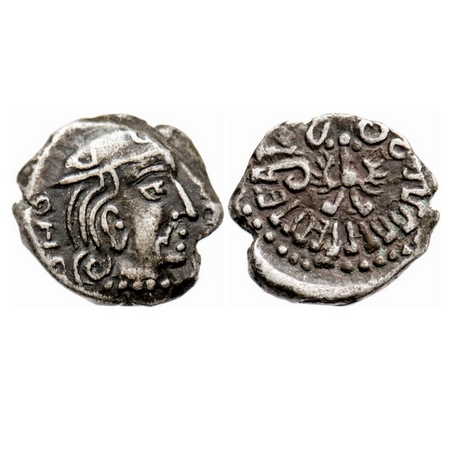 Guptas, Kumaragupta, Silver Drachma, 1.97g, Obv: Bust of king facing to right, Rev: Garuda