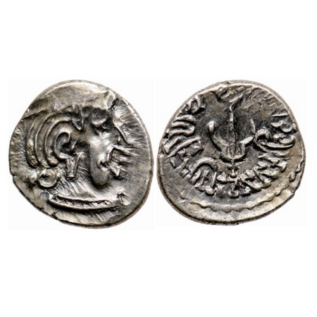 Maitrakas of Vallabhi, ‘Sharva Bhattaraka’ (c. AD 500-600), Silver Drachma, Obv: Bust of t