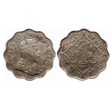Edward VII, Copper-Nickel, 1 Anna, 1909, Bombay Mint, 'B' incused. GK 992. Extremely Fine.