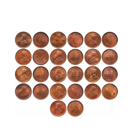 George V, Bronze, Quarter Anna (13 Slabs), 1917, Calcutta Mint, No dot, 1 o'clock on Rev. 