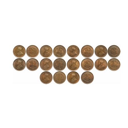 George V, Bronze, 1/2 Pice (10 Coins), 1936, Calcutta Mint, No mint mark. GK 1222. Uncircu
