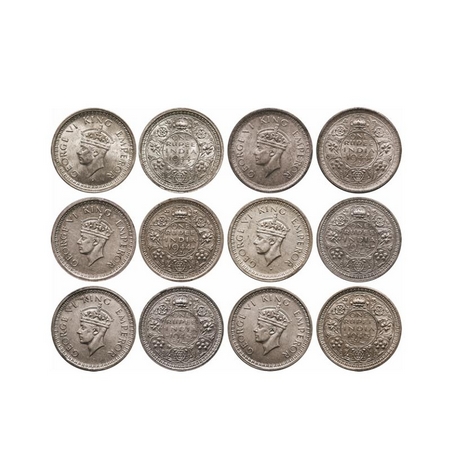 George VI, Half Silver, Rupee (6 Slabs), 1944 Bombay Mint, D/II, Dot, AMS 55, 1944, Lahore