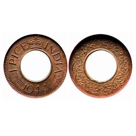 George VI, Bronze, Pice, 1944, Lahore Mint, 'L' raised, High crown. GK 1441. NGS Slabbed M
