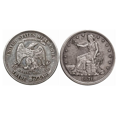 U.S.A., (0.900 Silver) Trade Dollar, 27.05g, 1876 S, Obv: Liberty Seated left & date, IN G