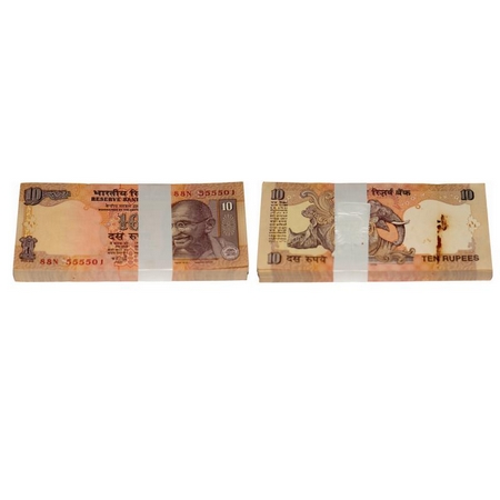 Republic of India, 10 Rupees Bundle, Signed by Y.V. Reddy, 2008 issue, Inset S, Serial No 