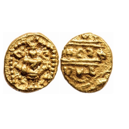 Vijaynagar, Venkata III (c. 1630-1641 AD), Gold 1/2 Pagoda, 1.69g, Obv: Venkateshwara stan