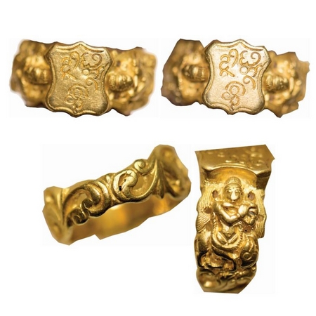 Vijaynagar Period, Solid Gold Ring, 15.67g, Krishnadevaraya Period, with telugu script 'Sh