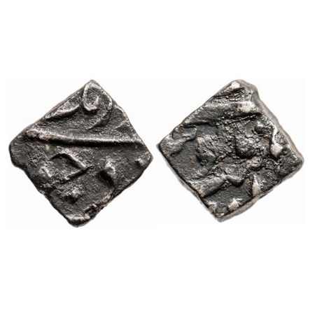 Aurangzeb, Silver 1/8 Rupee, 1.37g, Burhanpur Mint, hardly visible. KM 292.1a. Very Fine, 