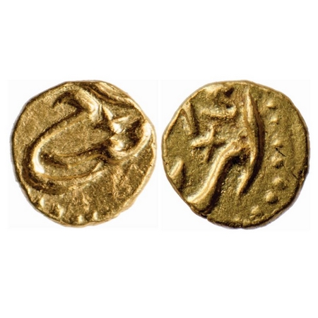 Farrukhsiyar, Gold Fanam, 0.19g, Kharpa Mint. KM Unlisted. Extremely Fine, Scarce.