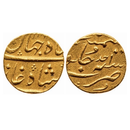 Shah Jahan III (AH 1173-1174 / 1759-1760 AD), Gold Mohur, 11.05g, Surat Mint, AH 1173 / Ah