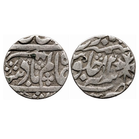 Maratha Confederacy, Silver Rupee, 11.05g, Kora Mint, RY 12, INO Shah Alam II. Sword and 4