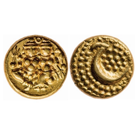 Mysore, Gold Pagoda, 3.42g, Haider Ali (AH 1174-1197 / 1761-1782 AD), Obv: Shiva and Parva
