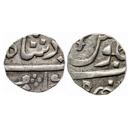 Baroda, Silver ½ Rupee, 5.89g, Sankheda Mint, RY partly seen, INO Shah Alam II, scimitar a