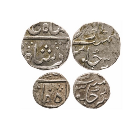 Cambay, Silver Rupee & ½ Rupee (2 Coins), Hussain Yafar Khan (1841-1880 AD), RY 3, and inv