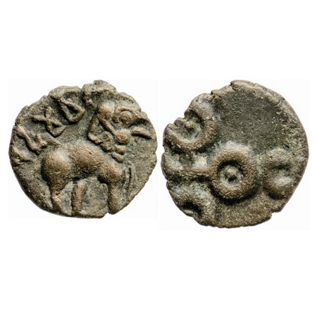 Satavahanas, Siri Pulumavi, 'Tarhala Hoard' Type, Potin Unit, 2.16g, Obv: Elephant walking