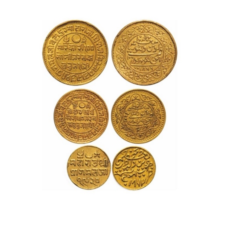 Kutch, Gold, (3 Coins), Pragmalji II (VS 1916-1932/ 1861-1875 AD), Bhuj Mint, INO Victoria