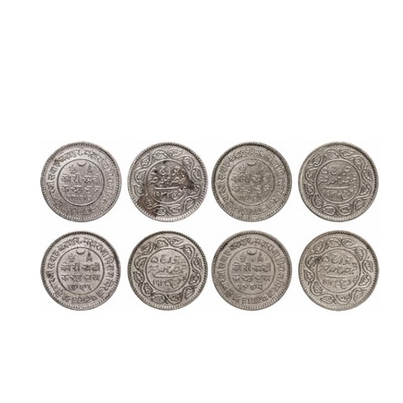 Kutch, Silver 2 ½ Kori (4 Coins), Khengarji III, INO George V, 1) VS 1990/1933 AD , 2) VS 