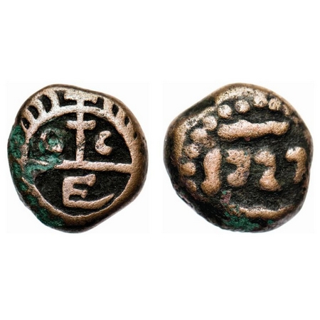 Madras Presidency, Copper Dudu/Ten Cash, 7.85g, (1691-1754 AD, Ist Issue), 1727 AD, Obv: B