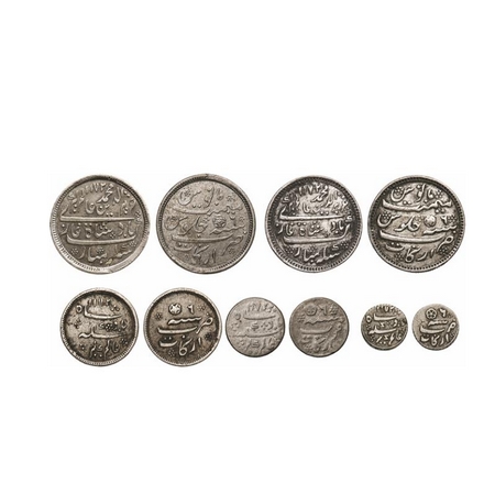 Madras Presidency, Silver Rupee, ½, ¼, 1/8, 1/16 (5 Coins), (1823-1835 AD issue), Arcot Mi