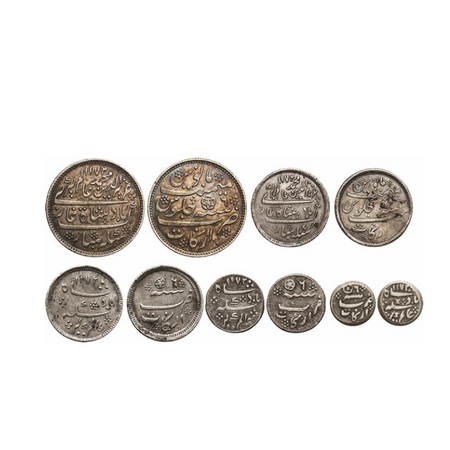 Madras Presidency, Silver Rupee, ½, ¼, 1/8, 1/16 (5 Coins), (1823-1835 AD issue), Arcot Mi
