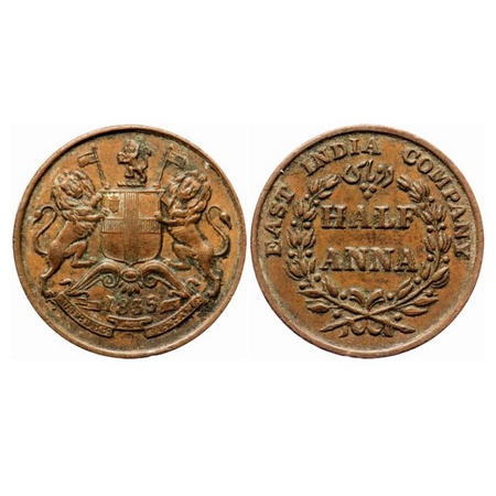 William IV, Copper, Half Anna, 1835, Madras Mint. GK 66. Very Fine+, Details. Scarce.