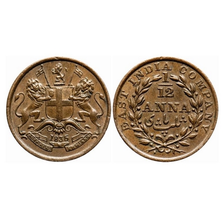 William IV, Copper, 1/12 Anna, 1835, Bombay Mint, Rev II, Nicks on Obv and Rev rim edge. G