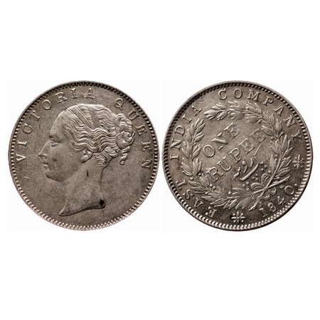 Victoria Queen, Silver, Rupee, 1840, CL, Calcutta Mint, A/I, English Head, Short neck, 19 