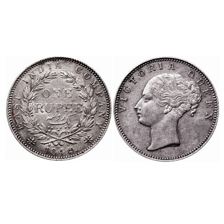 Victoria Queen, Silver, Rupee, 1840, CL, Bombay Mint, A/I(i), Two leaves above 'O' of One.