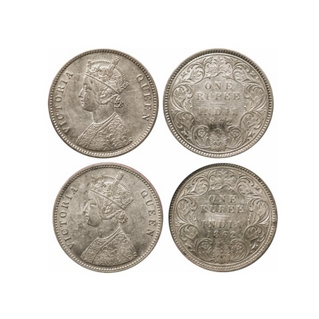 Victoria Queen, Silver, Rupee (2 Slabs), 1862, Calcutta Mint, A/I, With initial 'J', w/o i