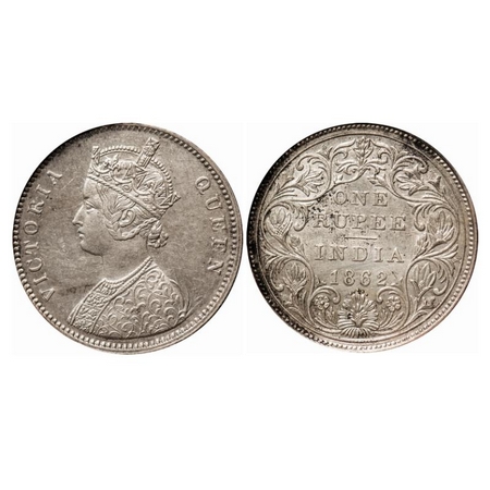 Victoria Queen, Silver, Rupee, 1862, Bombay Mint, A/II/0/6, Complete 'D' in India, w/o ini