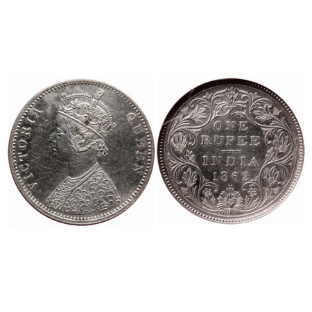 Victoria Queen, Silver, Rupee, 1862, Bombay Mint, A/II/1/2, With initial 'J'. GK 357. NGS 