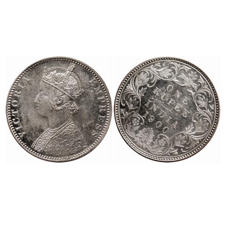 Victoria Empress, Silver, Rupee, 1900, Bombay Mint, A3(i)/I(ii), 'B' incused, Planchet fla