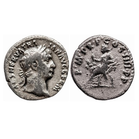 Roman, Trajan (c. 98-117 AD), Silver Antoninianus, 3.39g, Obv: Bust of the ruler to right 