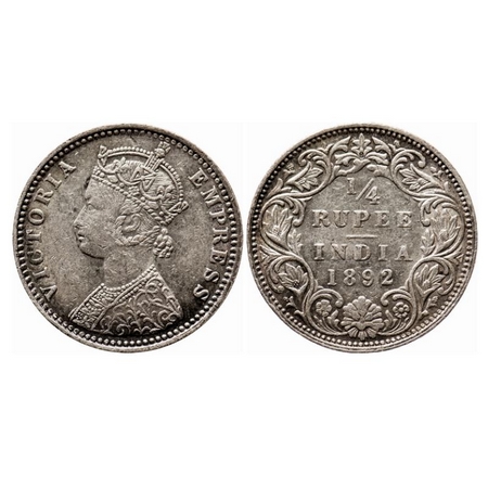Victoria Empress, Silver, 1/4 Rupee, 1892, Bombay Mint, C(i)/I, 'B' incused, Multiple bag 