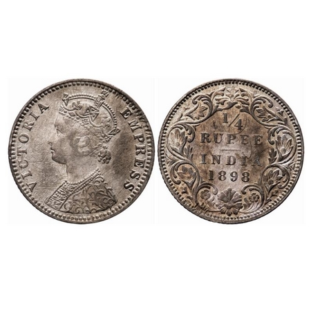 Victoria Empress, Silver, 1/4 Rupee, 1898, Bombay Mint, C(i)/I, 'B' incused, Many scratch
