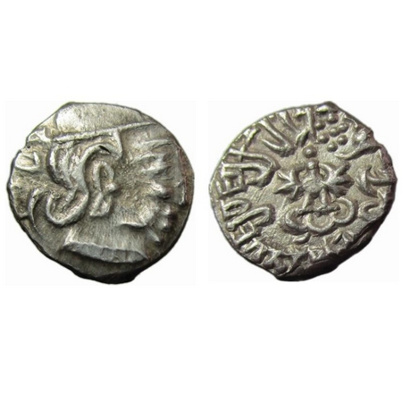Guptas, Kumaragupta I (AD 414-455), Silver, Karshapana, Garuda type 1.99g, Obv: Portrait o