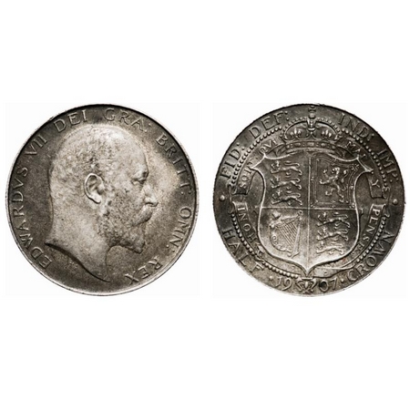 Great Britain, Silver (0.9250 silver) 1/2 Crown, 14.11g, 1907, Obv: Edward VII facing Righ