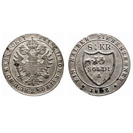 Italy State-Gorizia, Billon, 15 Soldi (8 1/2 Kreuzer), 5.14g, 1802 AD, A. C# 10.1 About Ex