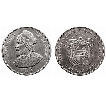 Panama, Silver 50 Centesimos (0.900 Silver), 25.00g, 1904 AD, Obv: Armored bust left, Rev: