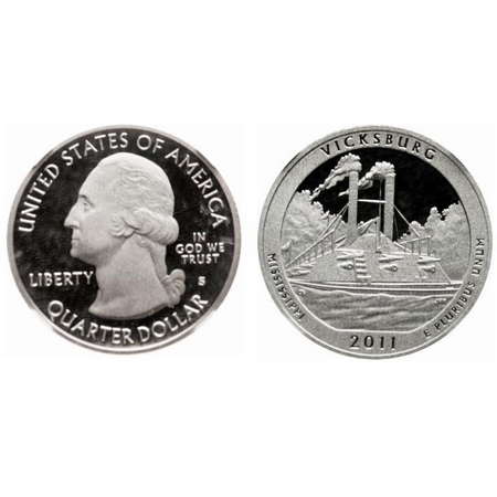 U.S.A., Nickel clad, Quarter Dollar, 2011, Vicksburg. NGC slabed PF 69 RD Ultra Cameo, Sca