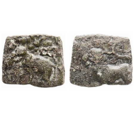 Sangam Age, Chola Kingdom, Copper Unit, 1.90g, Obv: Elephant Standing Left, Trident in fro