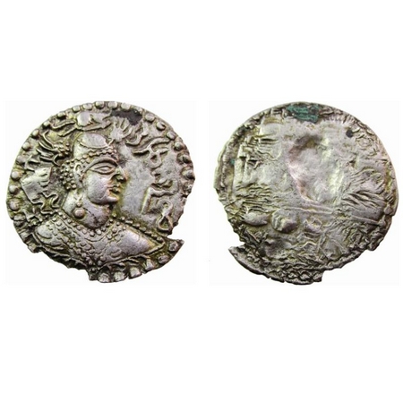 Hephthalites, Nezak Huns, anonymous 'Napki Malek' coinage (c. 6th century AD), Silvar Drac