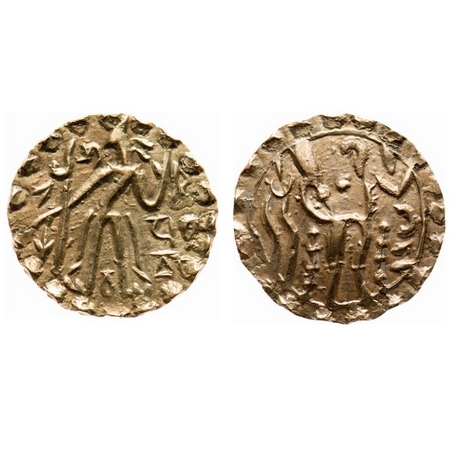 Post-Gupta, Sri Prithubhata, East Bengal Samatata Region, Gold Dinar, 5.73g, imitating Gup
