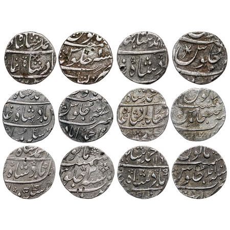 Ahmad Shah, Silver Rupee (6 Coins), different mints and type, Ahmadabad Ahad(1) RY, Gwalio