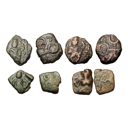 Ujjaini, Post Mauryan, 200-100BC Copper Unit (4 Coins), 1/4 karshapana unit four different