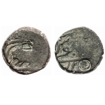 Ratlam, Copper Paisa, 13.67g, anonymous hammered coinage, with 2 counter marks, one with c