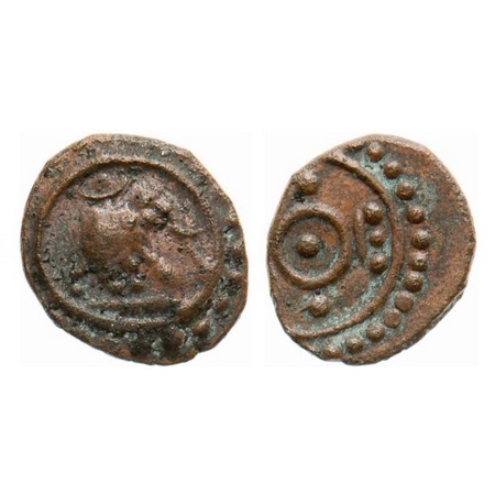 Travancore, Copper Unit, 0.87g, (Medieval period Coinage), (Ananthasyanam) issue, Obv: Ele