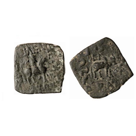 Indo-Scythians, Azes II (c. 35 BC - 5 AD), Copper Square Drachma, 8.87g, Obv: King mounted