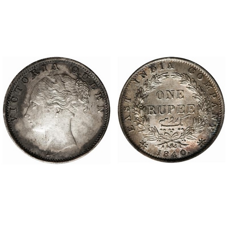 Victoria Queen, Silver, Rupee, 1840, CL, Bombay Mint, C/VI, Wreath with 35 berries (20L + 