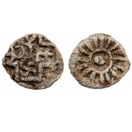 Pre-Satavahana, Uninscribed type, Nasik Region, Lead, 0.91g, Obv: Bold hollo cross within 